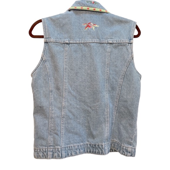 Vintage 90s Y2K Bill Blass Denim Embroidered Embellished Vest 100% Cotton - Picture 3 of 8